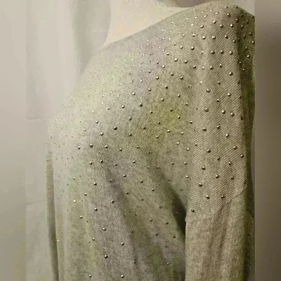Roz & Ali Womens Gray Stud Embellished Boatneck Sweater Size XL NWT - Picture 3 of 9
